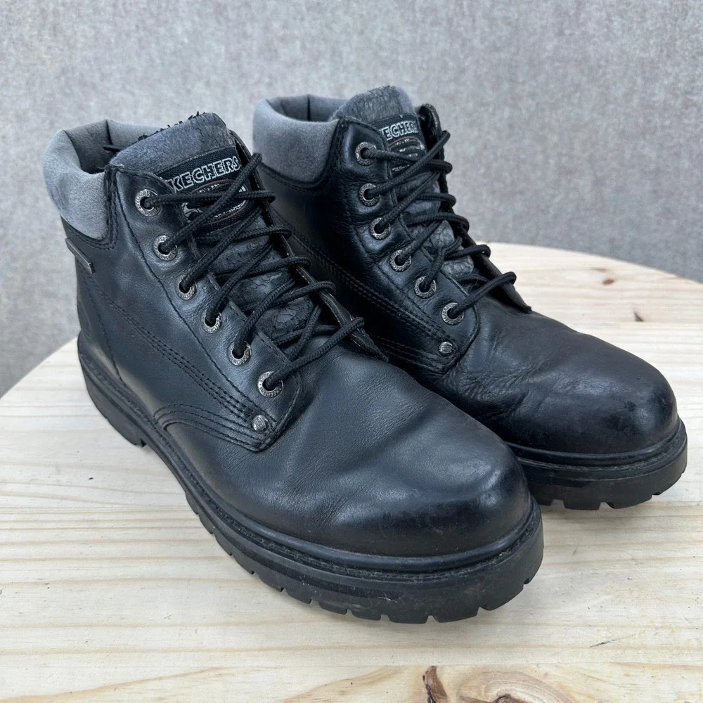 Skechers Tom Cats Bully 6606 Mens 10.5 Black Vintage Y2K Chunky Leather Boots